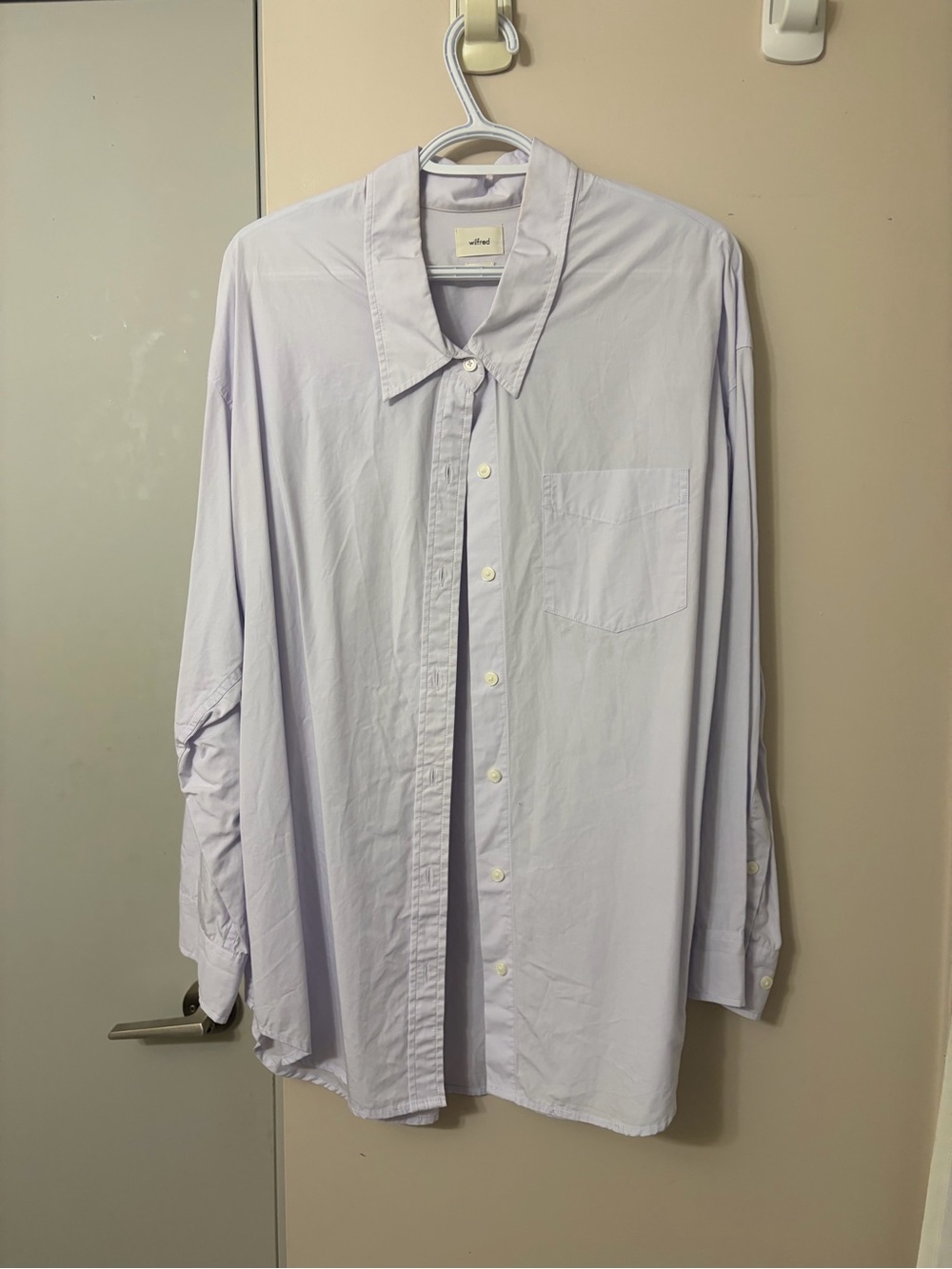 Aritzia Wilfred Light Lavender Oversized Button-Down Shirt